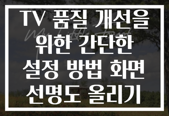TV 품질 개선을 위한 간단한 설정 방법 화면 선명도 올리기