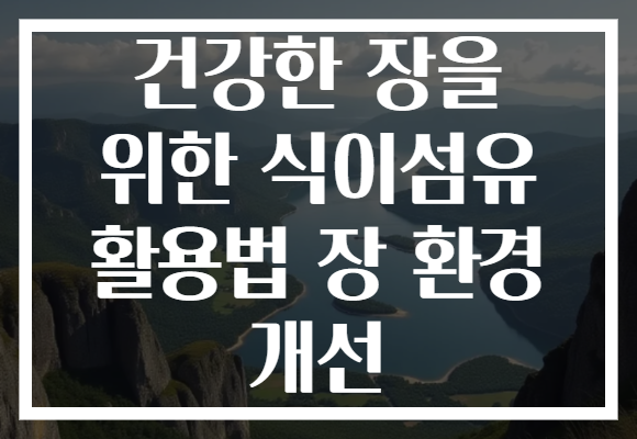 건강한 장을 위한 식이섬유 활용법 장 환경 개선