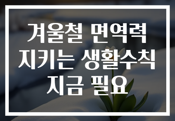 겨울철 면역력 지키는 생활수칙 지금 필요