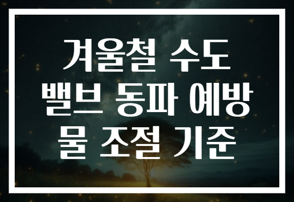 겨울철 수도 밸브 동파 예방 물 조절 기준 겨울철 수도 밸브 동파 예방 물 조절 기준
