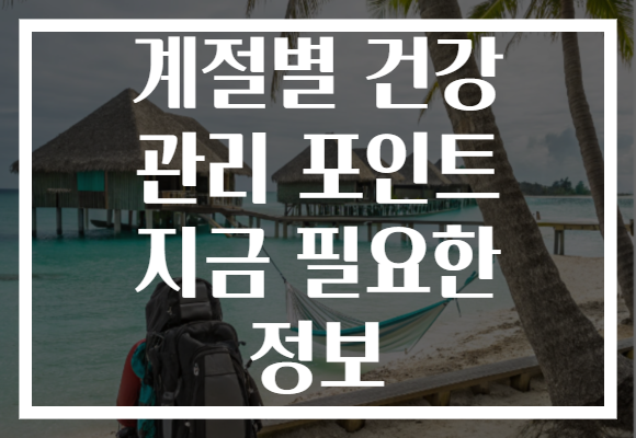 계절별 건강 관리 포인트 지금 필요한 정보