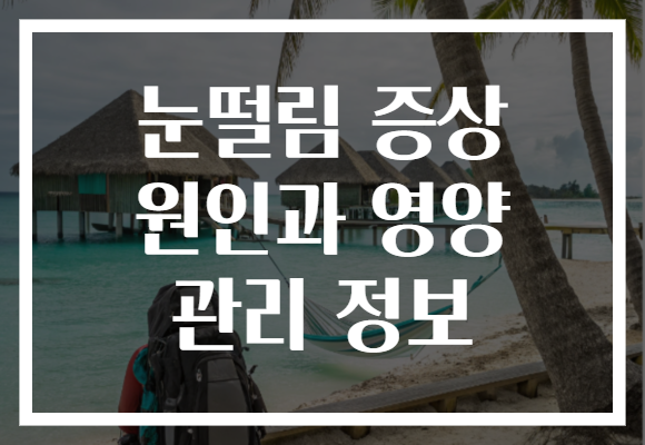 눈떨림 증상 원인과 영양 관리 정보