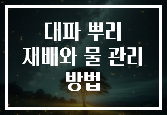 대파 뿌리 재배와 물 관리 방법