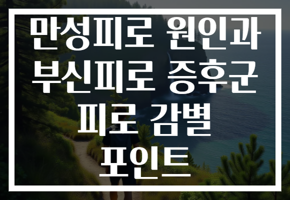 만성피로 원인과 부신피로 증후군 피로 감별 포인트 만성피로 원인과 부신피로 증후군 피로 감별 포인트