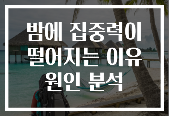 밤에 집중력이 떨어지는 이유 원인 분석