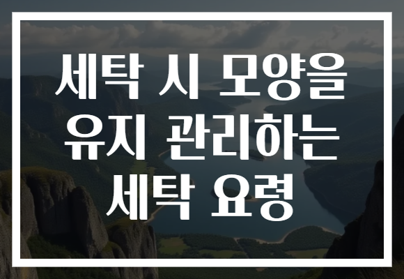 세탁 시 모양을 유지 관리하는 세탁 요령