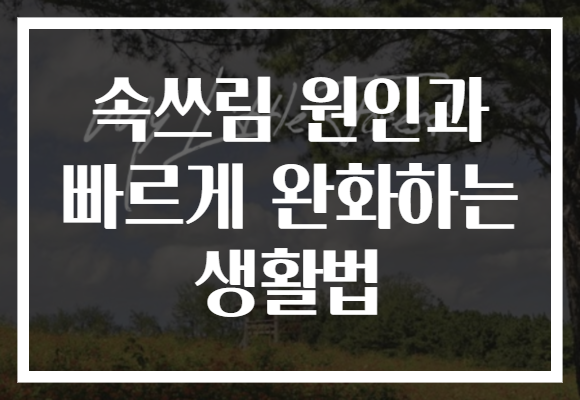 속쓰림 원인과 빠르게 완화하는 생활법