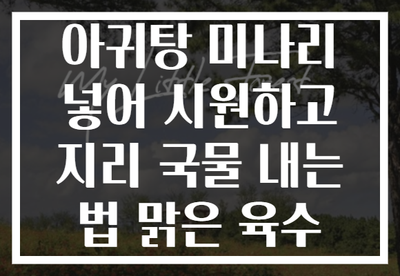 아귀탕 미나리 넣어 시원하고 지리 국물 내는 법 맑은 육수