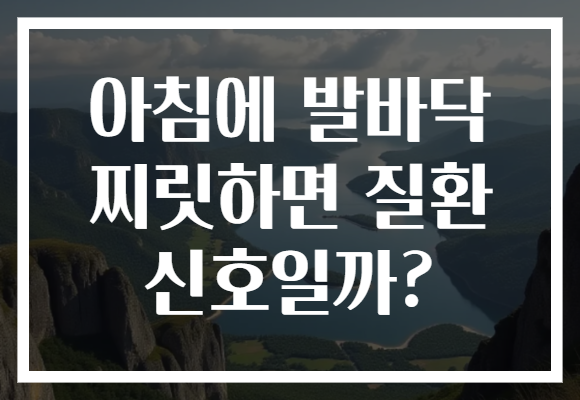 아침에 발바닥 찌릿하면 질환 신호일까? 아침에 발바닥 찌릿하면 질환 신호일까?