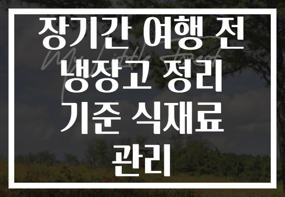 장기간 여행 전 냉장고 정리 기준 식재료 관리