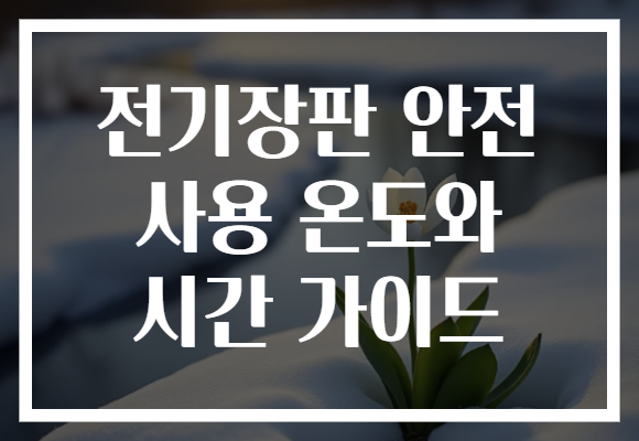 전기장판 안전 사용 온도와 시간 가이드 전기장판 안전 사용 온도와 시간 가이드