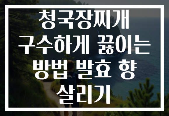 청국장찌개 구수하게 끓이는 방법 발효 향 살리기 청국장찌개 구수하게 끓이는 방법 발효 향 살리기