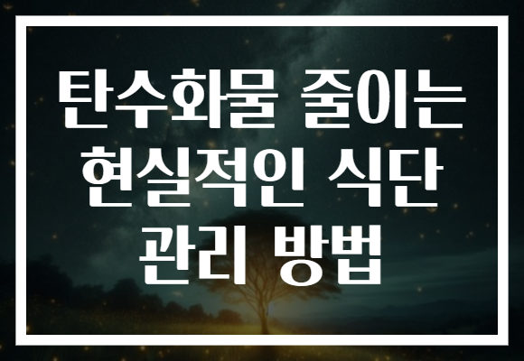 탄수화물 줄이는 현실적인 식단 관리 방법