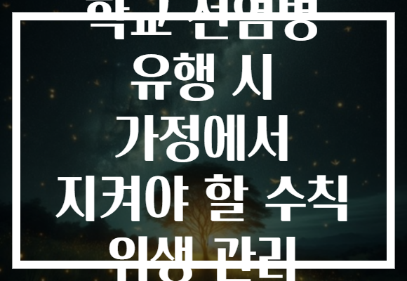 학교 전염병 유행 시 가정에서 지켜야 할 수칙 위생 관리