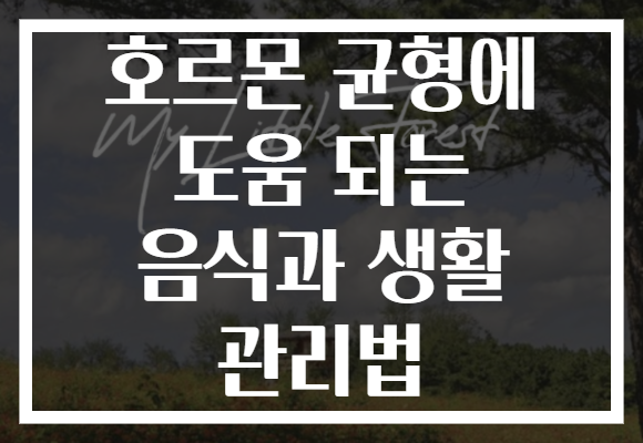 호르몬 균형에 도움 되는 음식과 생활 관리법