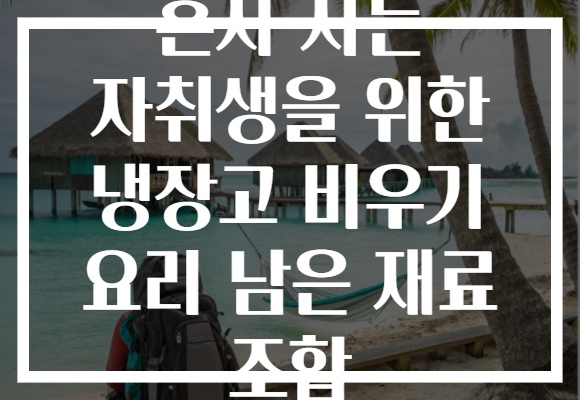 혼자 사는 자취생을 위한 냉장고 비우기 요리 남은 재료 조합