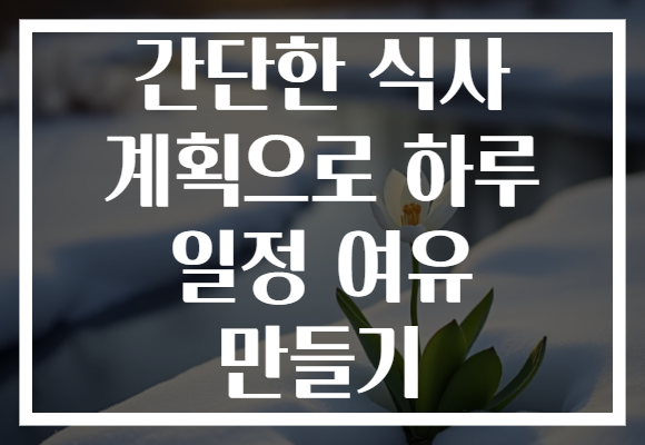 간단한 식사 계획으로 하루 일정 여유 만들기 간단한 식사 계획으로 하루 일정 여유 만들기