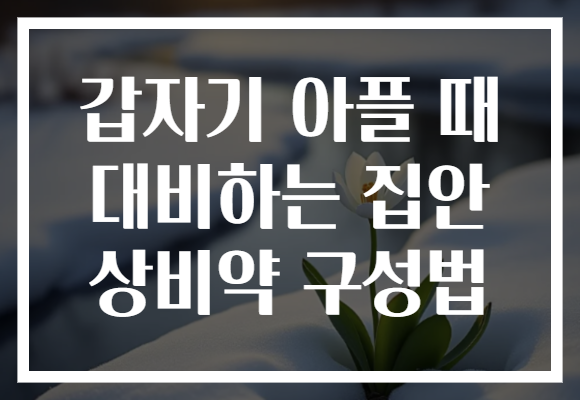 갑자기 아플 때 대비하는 집안 상비약 구성법