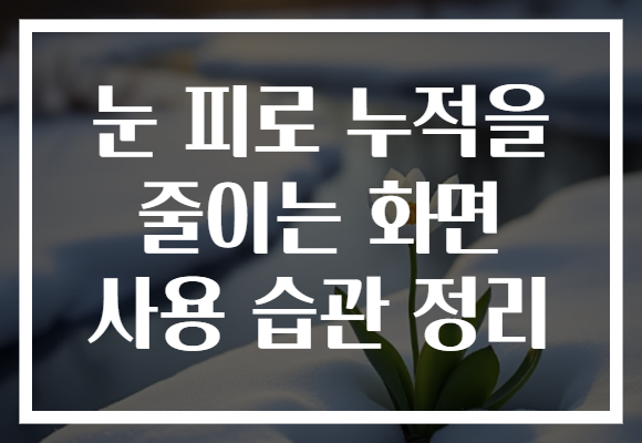 눈 피로 누적을 줄이는 화면 사용 습관 정리