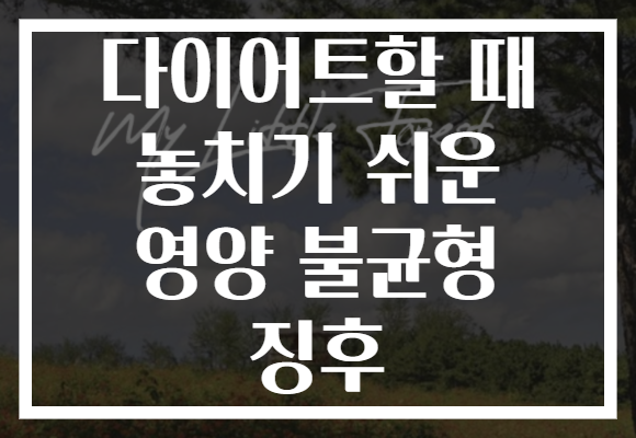 다이어트할 때 놓치기 쉬운 영양 불균형 징후