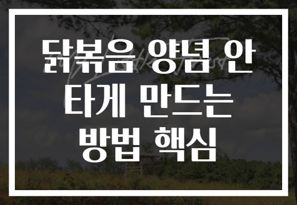 닭볶음 양념 안 타게 만드는 방법 핵심