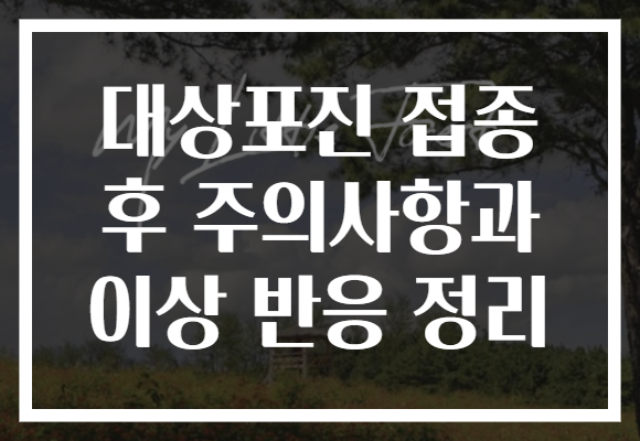 대상포진 접종 후 주의사항과 이상 반응 정리 대상포진 접종 후 주의사항과 이상 반응 정리