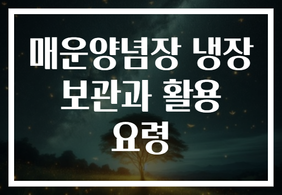 매운양념장 냉장 보관과 활용 요령 매운양념장 냉장 보관과 활용 요령