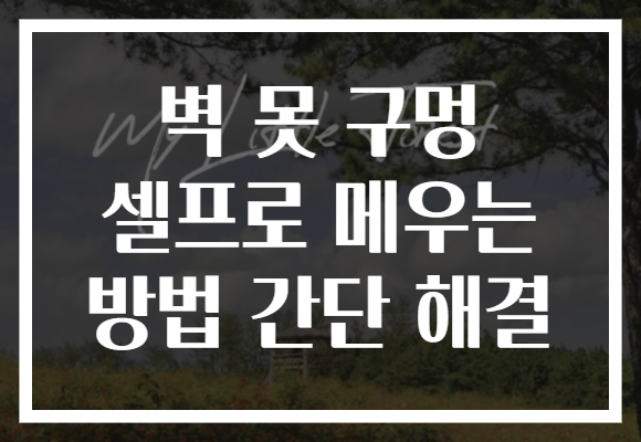벽 못 구멍 셀프로 메우는 방법 간단 해결 벽 못 구멍 셀프로 메우는 방법 간단 해결