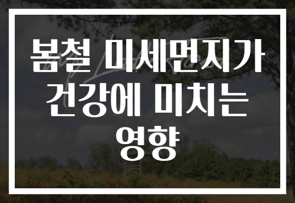봄철 미세먼지가 건강에 미치는 영향