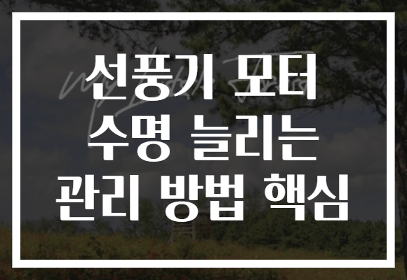 선풍기 모터 수명 늘리는 관리 방법 핵심 선풍기 모터 수명 늘리는 관리 방법 핵심