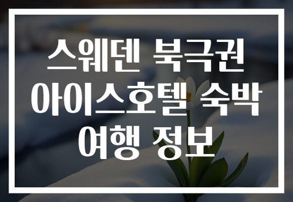 스웨덴 북극권 아이스호텔 숙박 여행 정보