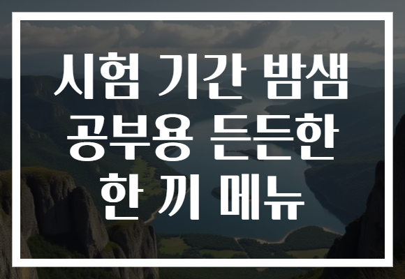 시험 기간 밤샘 공부용 든든한 한 끼 메뉴