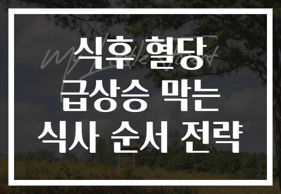 식후 혈당 급상승 막는 식사 순서 전략