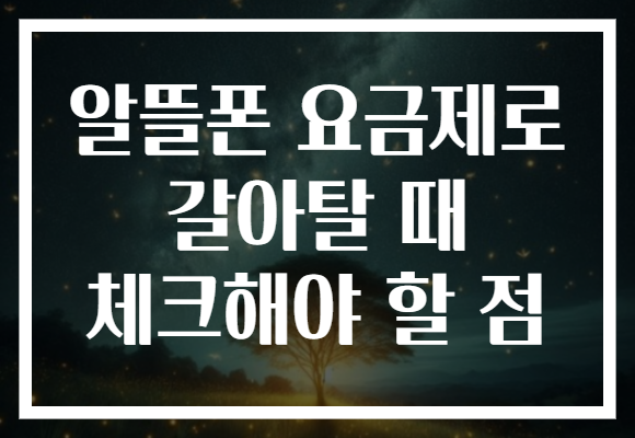 알뜰폰 요금제로 갈아탈 때 체크해야 할 점