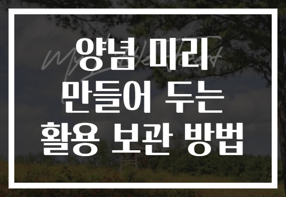 양념 미리 만들어 두는 활용 보관 방법