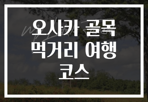 오사카 골목 먹거리 여행 코스
