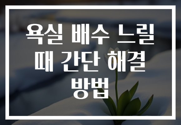 욕실 배수 느릴 때 간단 해결 방법