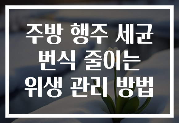 주방 행주 세균 번식 줄이는 위생 관리 방법