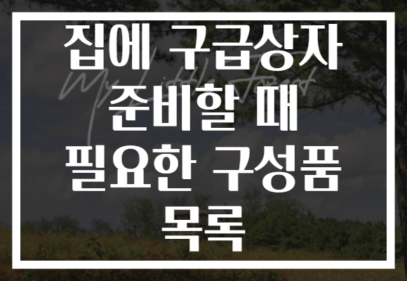 집에 구급상자 준비할 때 필요한 구성품 목록