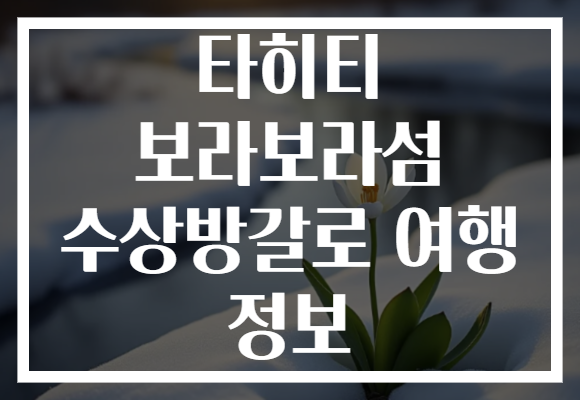 타히티 보라보라섬 수상방갈로 여행 정보