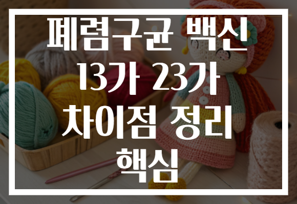 폐렴구균 백신 13가 23가 차이점 정리 핵심