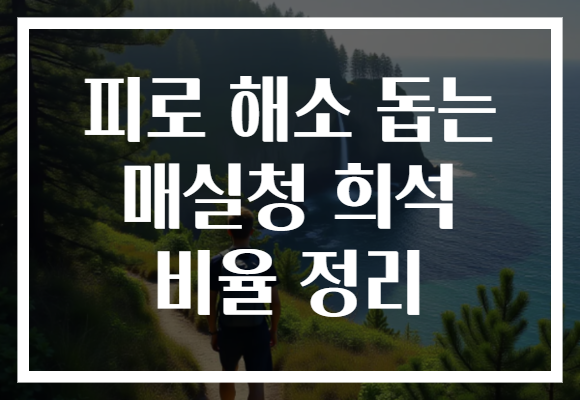 피로 해소 돕는 매실청 희석 비율 정리
