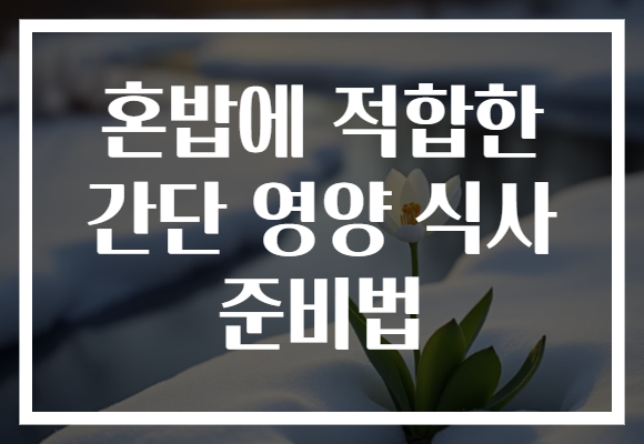 혼밥에 적합한 간단 영양 식사 준비법 혼밥에 적합한 간단 영양 식사 준비법