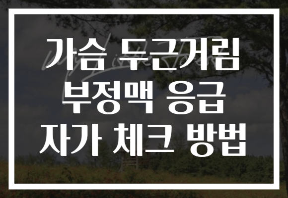 가슴 두근거림 부정맥 응급 자가 체크 방법
