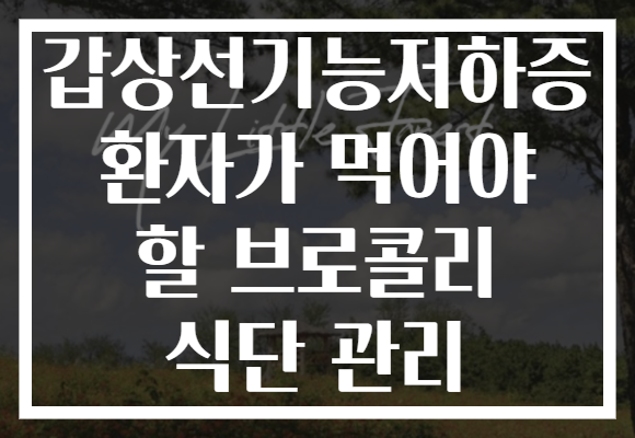 갑상선기능저하증 환자가 먹어야 할 브로콜리 식단 관리