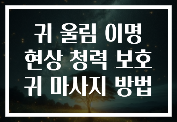 귀 울림 이명 현상 청력 보호 귀 마사지 방법 귀 울림 이명 현상 청력 보호 귀 마사지 방법