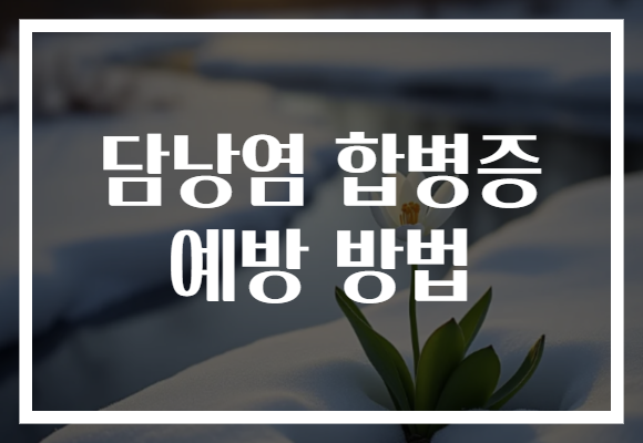 담낭염 합병증 예방 방법