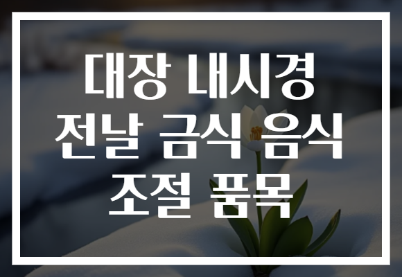 대장 내시경 전날 금식 음식 조절 품목 대장 내시경 전날 금식 음식 조절 품목