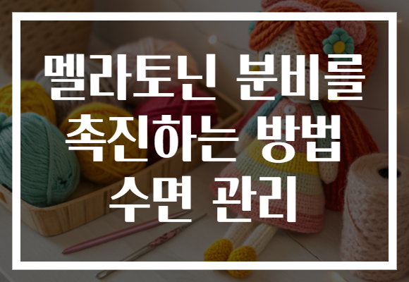 멜라토닌 분비를 촉진하는 방법 수면 관리