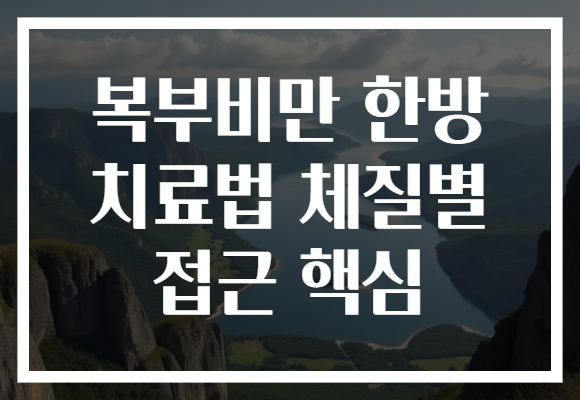 복부비만 한방 치료법 체질별 접근 핵심